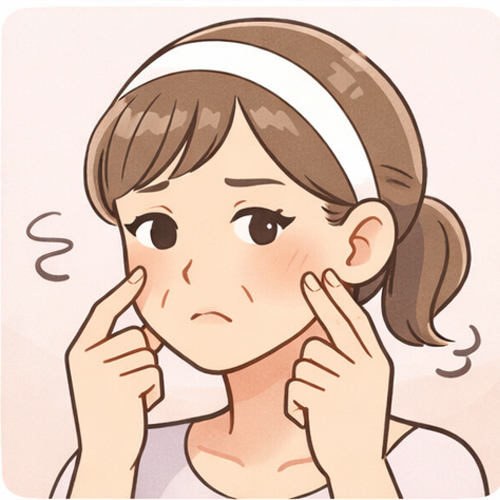 ほうれい線が目立つ